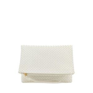 Bottega Veneta Women White Leather Giornale Clutch